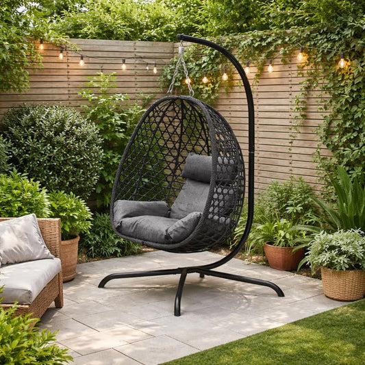 Lounge Hangstoel met Standaard – Zwart