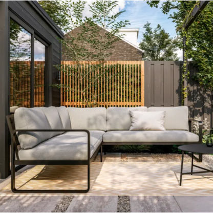 Outdoor Hoek Loungebank Staal Beige/Zwart